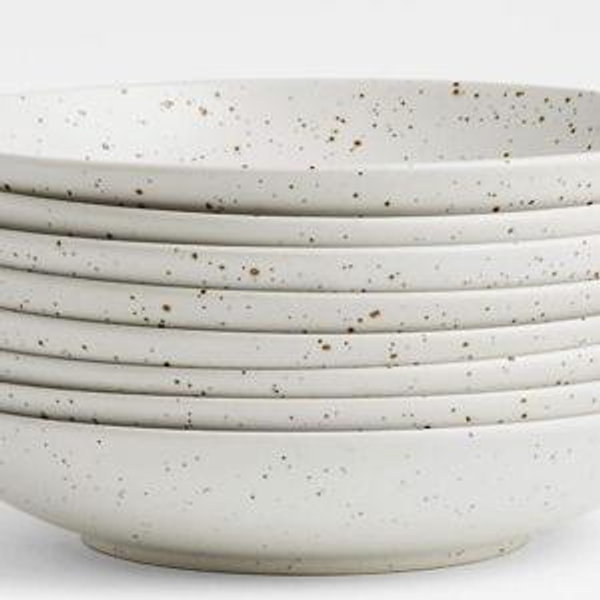 Craft 10" Linen Cream Low Bowls, Set of 8 + Reviews | Crate & Barrel