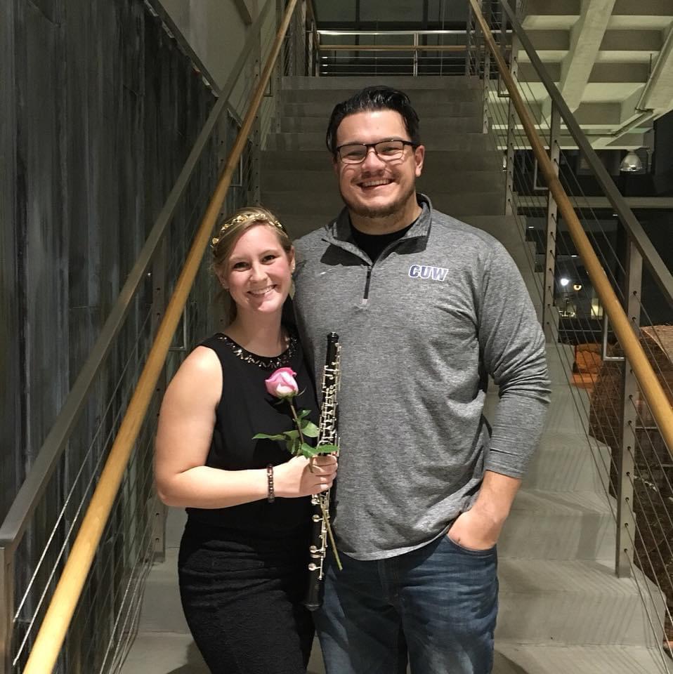 2018-This picture was taken after Katie’s last performance with the UWSP orchestra before she student taught in Pulaski, Wi and Slinger, Wi.