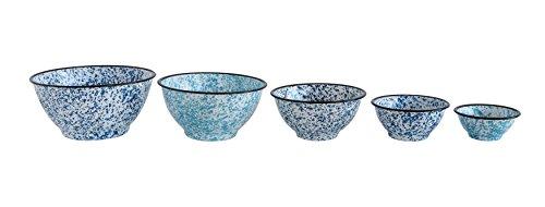 Creative Co-Op DA7699 Enameled Splatterware Bowls, Set of 5 Size, Blue