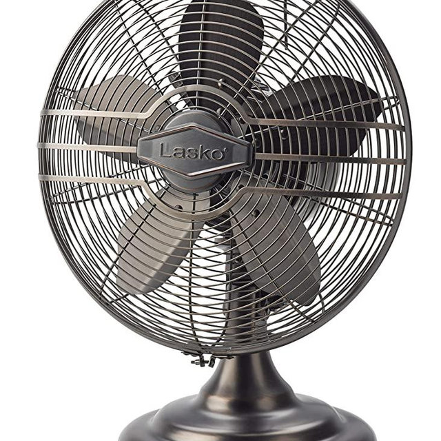 Lasko R12210 Classic Metal Table Fan with 12-inch Fan Blade for Cooling Comfort in Homes, Offices, and Bedrooms, Bronze