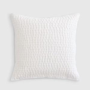 European Linen Cotton Stitch Quilted Euro Sham in White