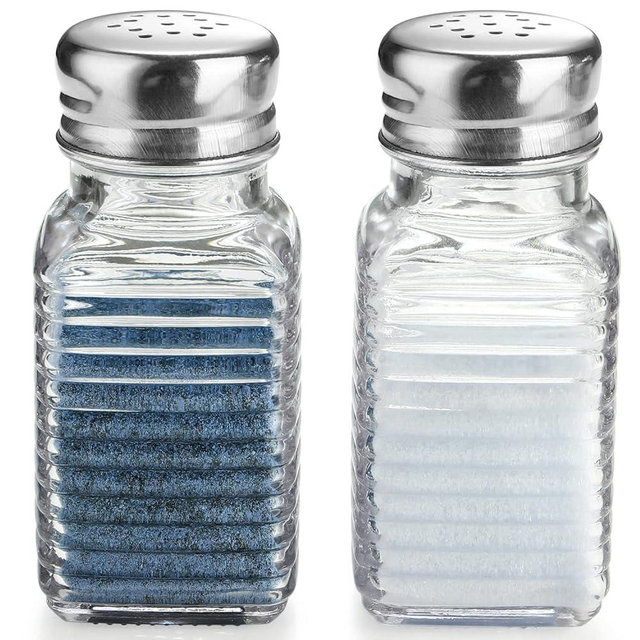 Glass Salt and Pepper Shakers Set,Rectangular Salt Shaker Set