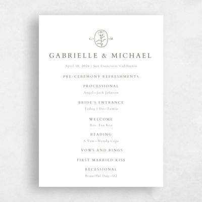 Dark Sage, Green Wedding Program - Sintra