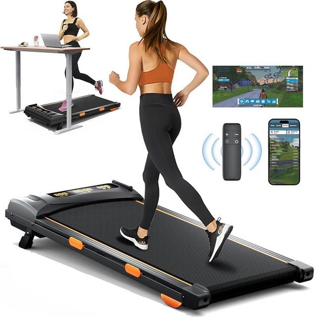 Walking Pad Treadmill With Incline, Under Desk for Home Office, Portable 2.5HP, 300 lbs Capacity, APP/Remote Control, LED Displays, Manual Incline(M)