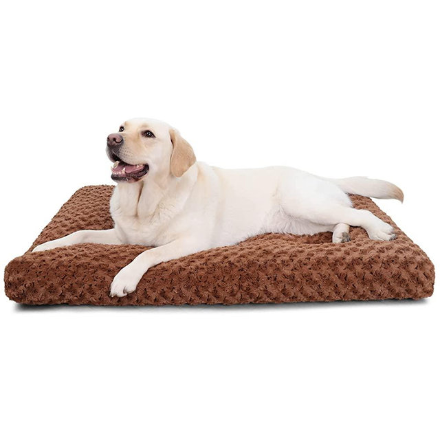 Washable Dog Bed Deluxe Plush Dog Crate Beds Fulffy Comfy Kennel Pad Anti-Slip Pet Sleeping Mat for Large, Jumbo, Medium, Small Dogs Breeds