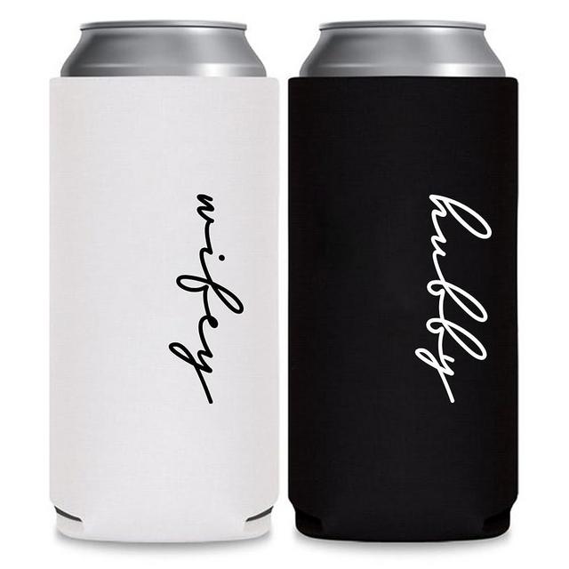 GroomBrideGifts Honeymoon Essentials Gifts - Hubby and Wifye Novelty Can Cooler.