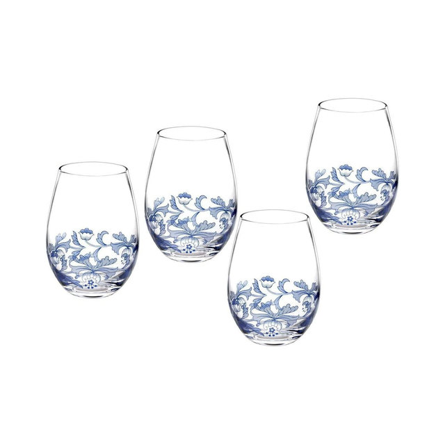Spode Blue Italian Stemless Wine Glasses, Set of 4, 19 oz