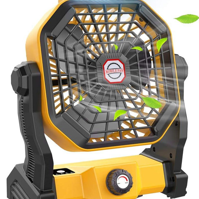 JINLICTE Portable Camping Fan, Rechargeable Battery Powered Tent Fans for Camp Hanging, [13-60Hrs Runtime], 9 Inch, Stepless Speed, Powerful&Quiet, for Picnic, Barbecue, Fishing, Travel, Home, Tent