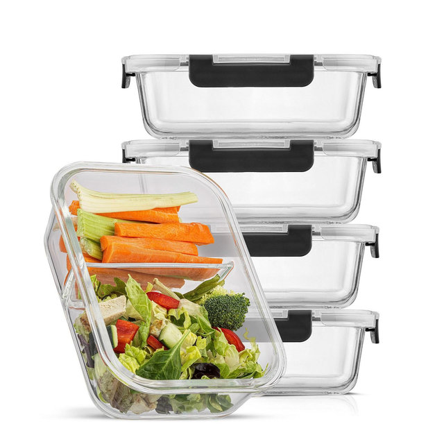 JoyJolt 2-Sectional Set of 5 Food Prep Storage Containers
