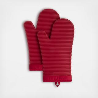 Ribbed Soft Silicone Oven Mitt, Set of 2