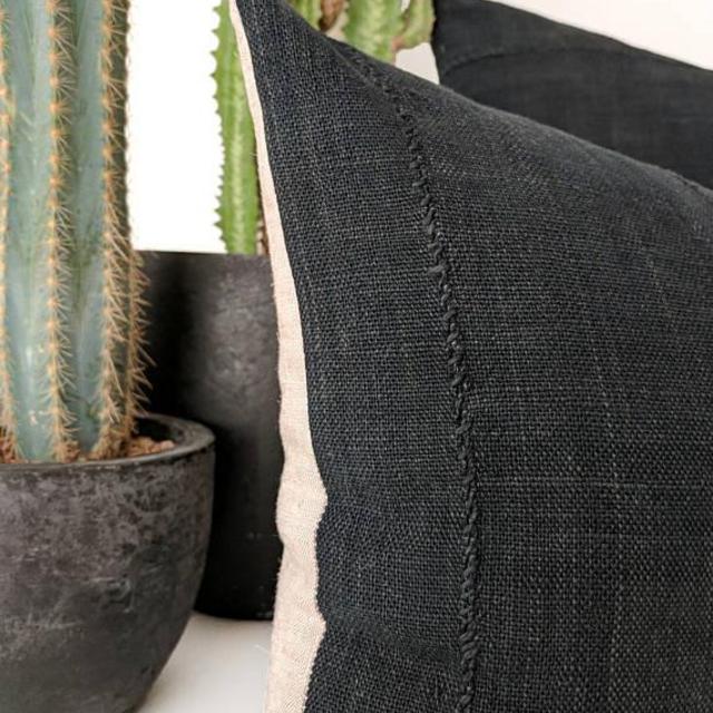 Dark Denim Lumbar Pillow, 12" x 24"