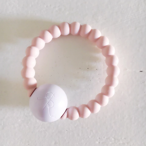 Silicone Teething Rattle, Baby Pink