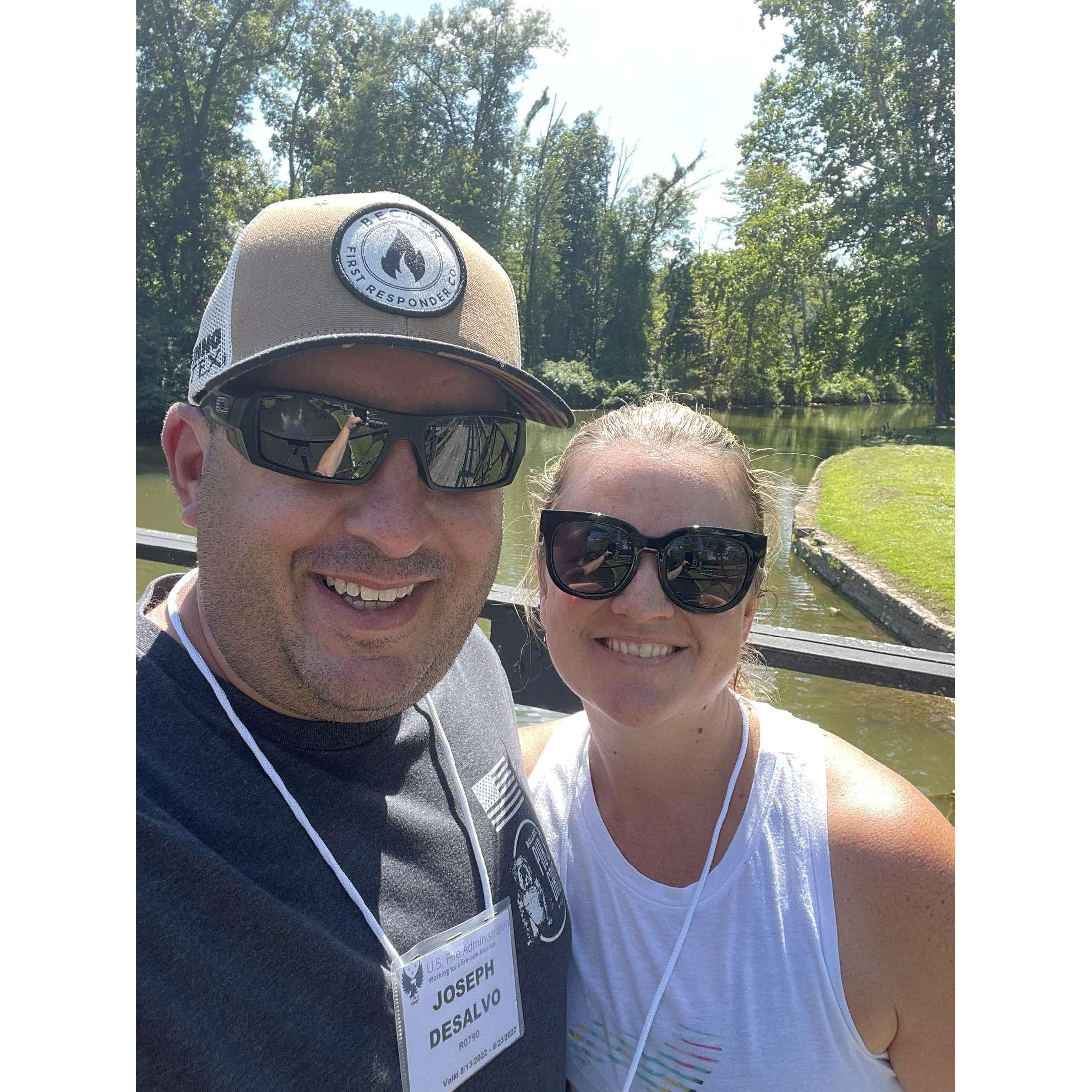 Joe showing Tammy around National Fire Academy.