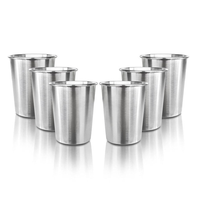YOLCAR 6 Pack 8 oz Stainless Steel Kids Cups, Children's Pint Cups, Stackable Metal Cups, Shatterproof Drinking Glasses
