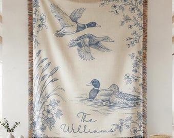 Personalized Woven Throw Blanket, Cotton Anniversary Gift For Couple, Custom Wedding Family Name Blanket, Engagement Or Bridal Shower