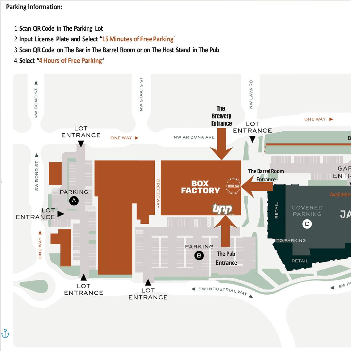 Venue map and instructions to get parking validated