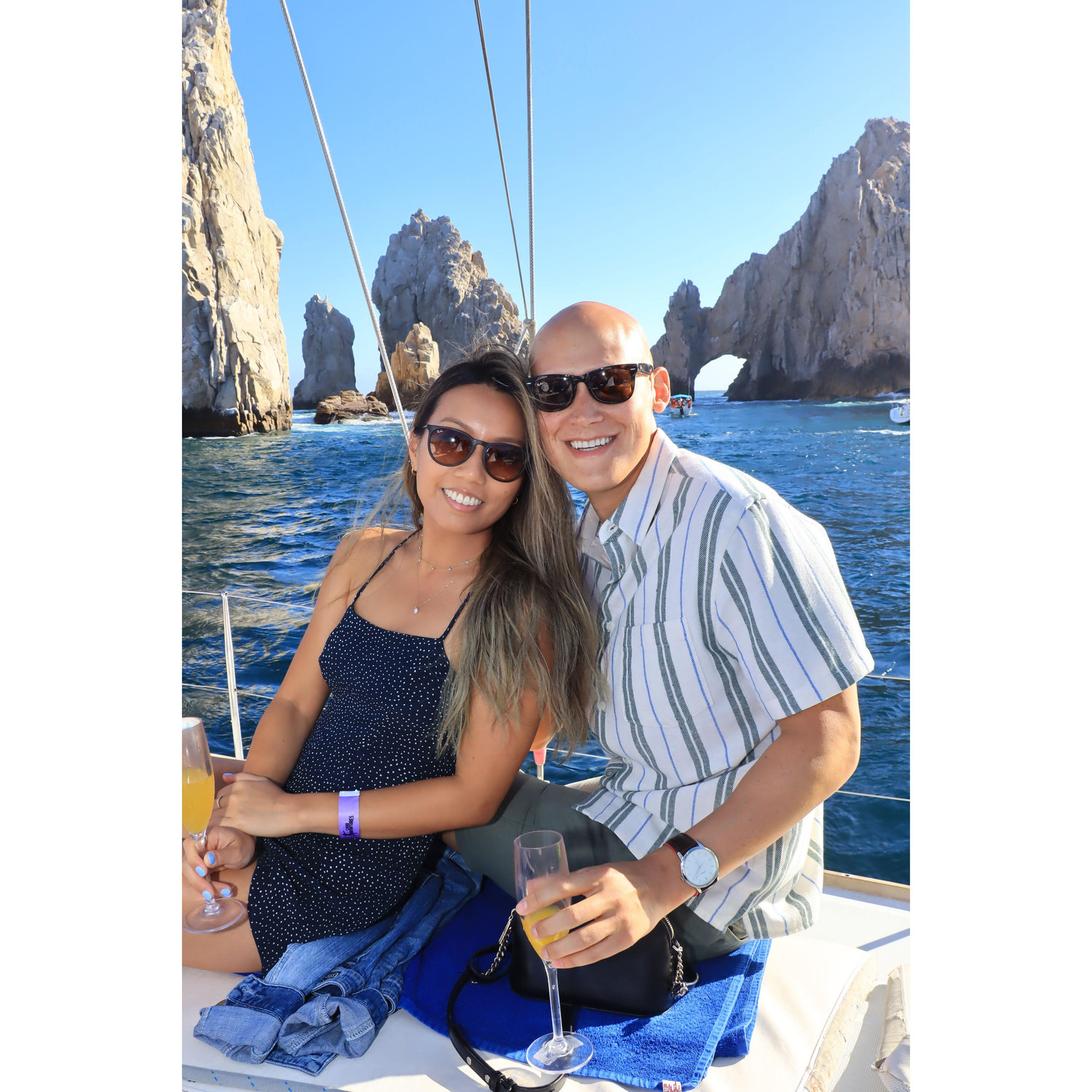 First time in Mexico together was at Cabo San Lucas, we enjoyed a wonderful sunset sail here!