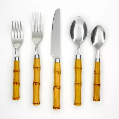 Cambridge® Silversmiths Natural Bamboo-Style 20-Piece Flatware Set in Brown