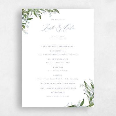 Blue Standard Wedding Program - Zucchero