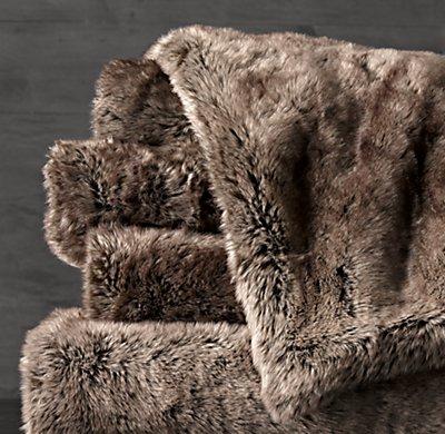 Luxe Faux Fur Oversized Bed Throw - Mink