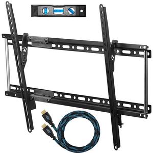 Cheetah Mounts - Cheetah APTMM2B TV Wall Mount for 20-80" TVs up to VESA 600 and 165lbs, and fits 16” And 24” Wall Studs, and includes a Tilt TV Bracket, a 10' Twisted Veins HDMI Cable and a 6" 3-Axis Magnetic Bubble Level