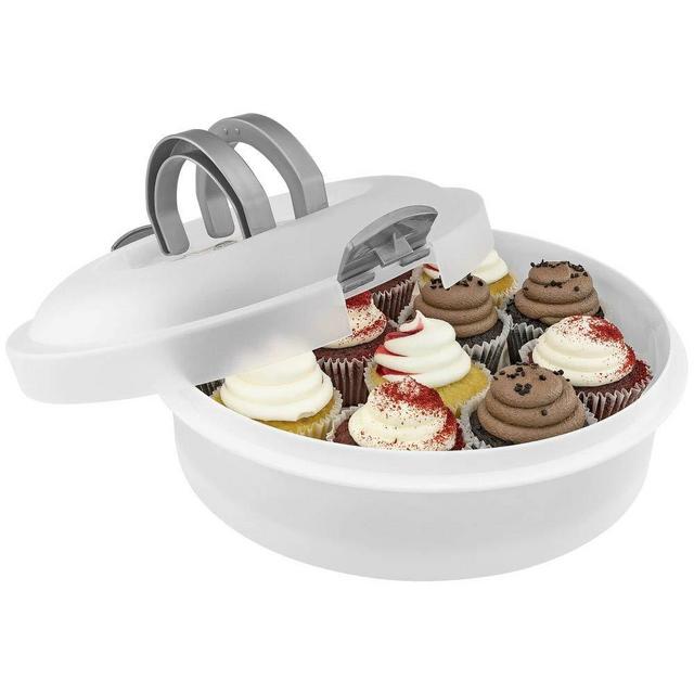 Southern Homewares 3-in-1 Plastic Holder Container for Cakes, Pies, Cupcakes, Muffins Dessert Carrier, One Size, Clear