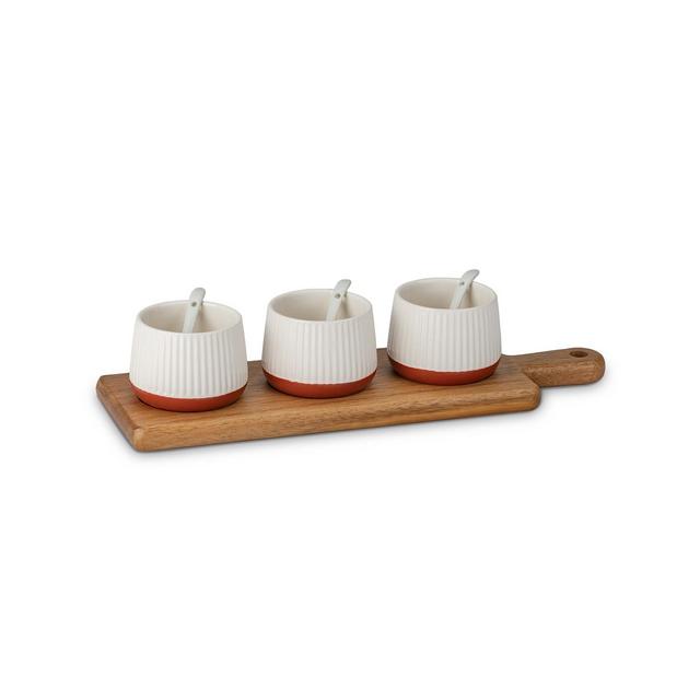 Thirstystone Condiment Bowl with Wooden Board, Set of 3