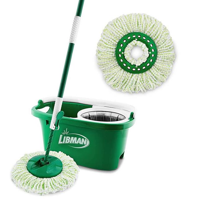 Libman Tornado Spin Mop System Plus 1 Refill Head – Total Mopping System Includes Heavy Duty Microfiber Head, Sturdy Handle, and 1 Extra Replacement Mophead. Safe on All Hard Surfaces
