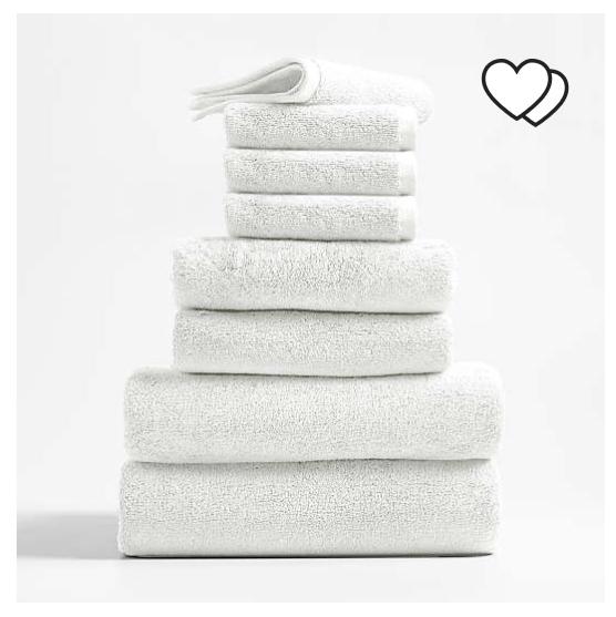 Organic Turkish Cotton White Towels, Set of 8 | Crate and Barrel
