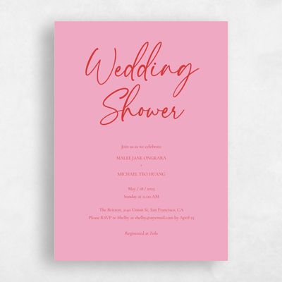 Carnation Pink Wedding Wedding Shower Invitation - Santorini Type