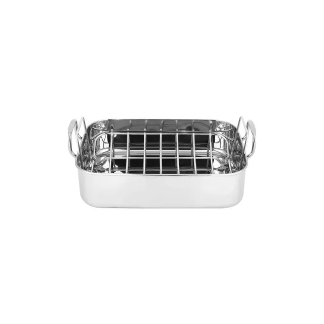 NutriChef Poultry Roasting Pan with Polished Rack, Wide Handle, and Stainless Steel