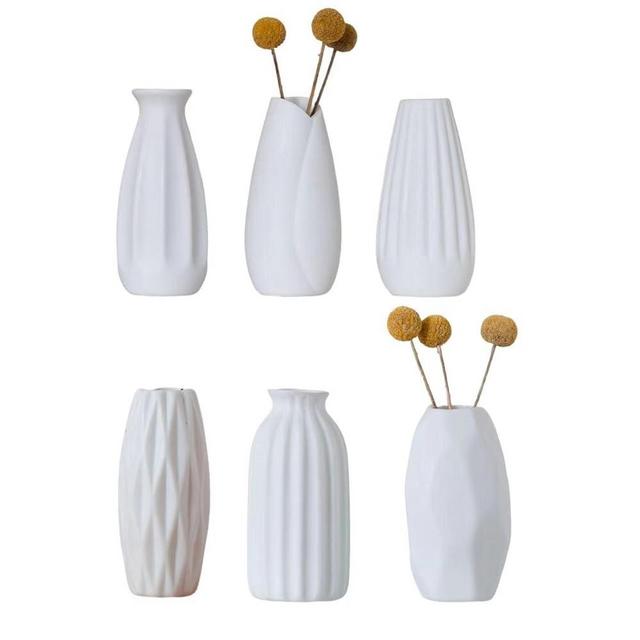 Small White Vase for Flowers Set of 6, Boho Vases for Dry Flowers&House Plants, vases for Decor, White vase,Flower vases Unique,The Best Gift.