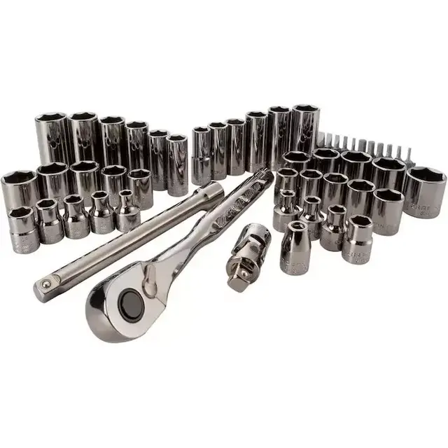 CRAFTSMAN 51-Piece Standard (SAE) and Metric Combination Gunmetal Chrome Mechanics Tool Set