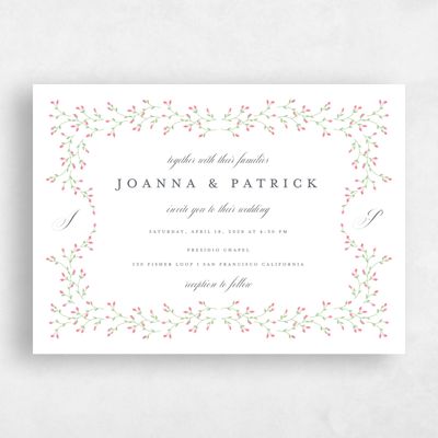 Flamingo, White Wedding Invitation - Ginevra Classic