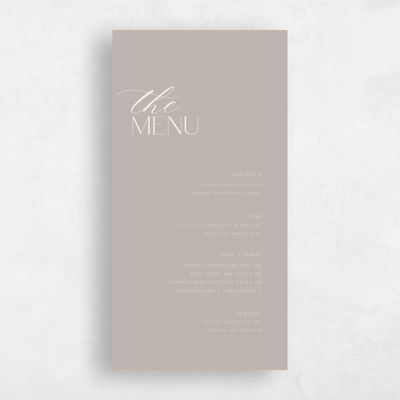 Greige, Brown Wedding Menu - Zion