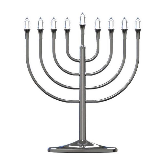 Large Display Hanukkah Electric Menorah Powered by USB Cable Hanukkiah with LED Flame Shaped Bulbs by Zion Judaica