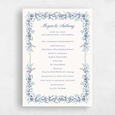 Dusty Cobalt, Blue Wedding Program - Nektar