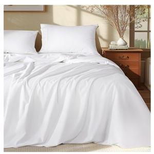 Shilucheng 100% Egyptian Cotton Queen Size Sheets Set - 1000 Thread Count，Luxury Cotton Bed Sheets，Breathable & Cooling Bedding and Pillow Cases, 16 Inch Deep Pocket - 4 Piece (White, Queen)