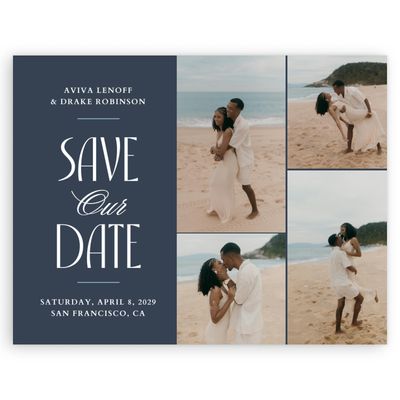 Grayed Navy, Blue Wedding Digital Save the Date - Trogir Multiphoto