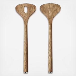 Alfredo Stainless Steel & Oak Wood Salad Servers