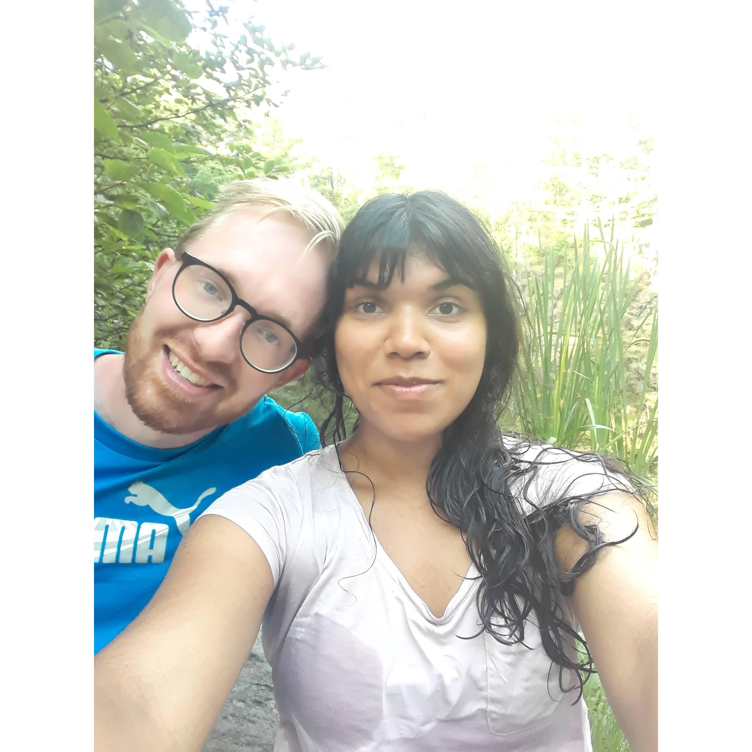 July 29, 2019. Jess and Johan after finishing the hike in which they got engaged.