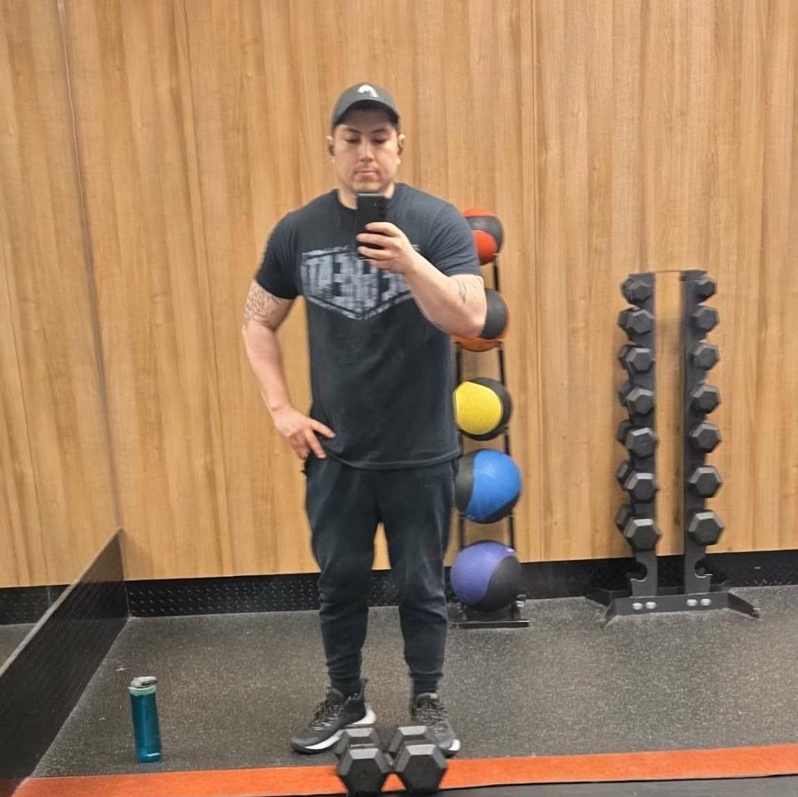 Nick also loves going to the gym