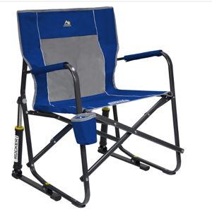 GCI OUTDOOR Freestyle Rocker Camping Chair | Portable Folding Rocking Chair with Solid, Durable Armrests, Drink Holder & Comfortable Backrest — Royal Blue