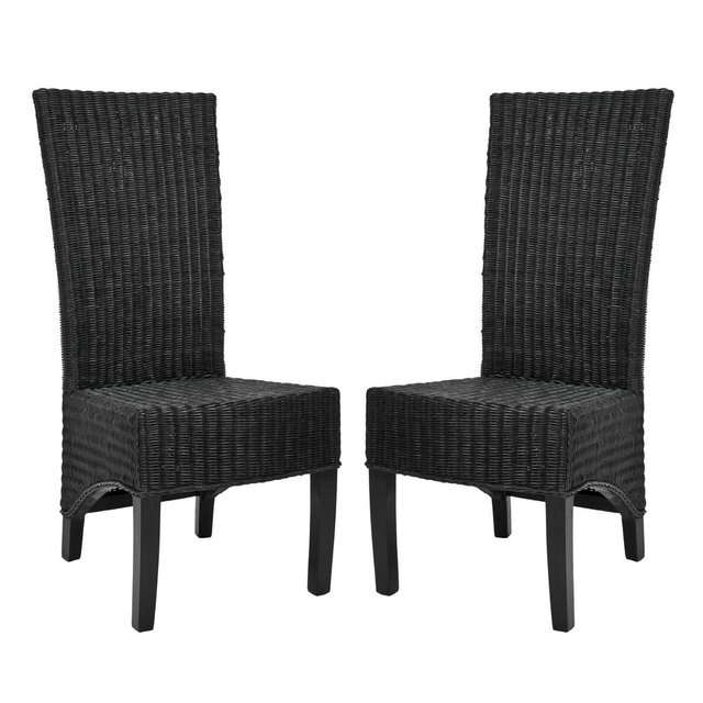 Set of 2 Siesta Wicker Dining Chair Black - Safavieh