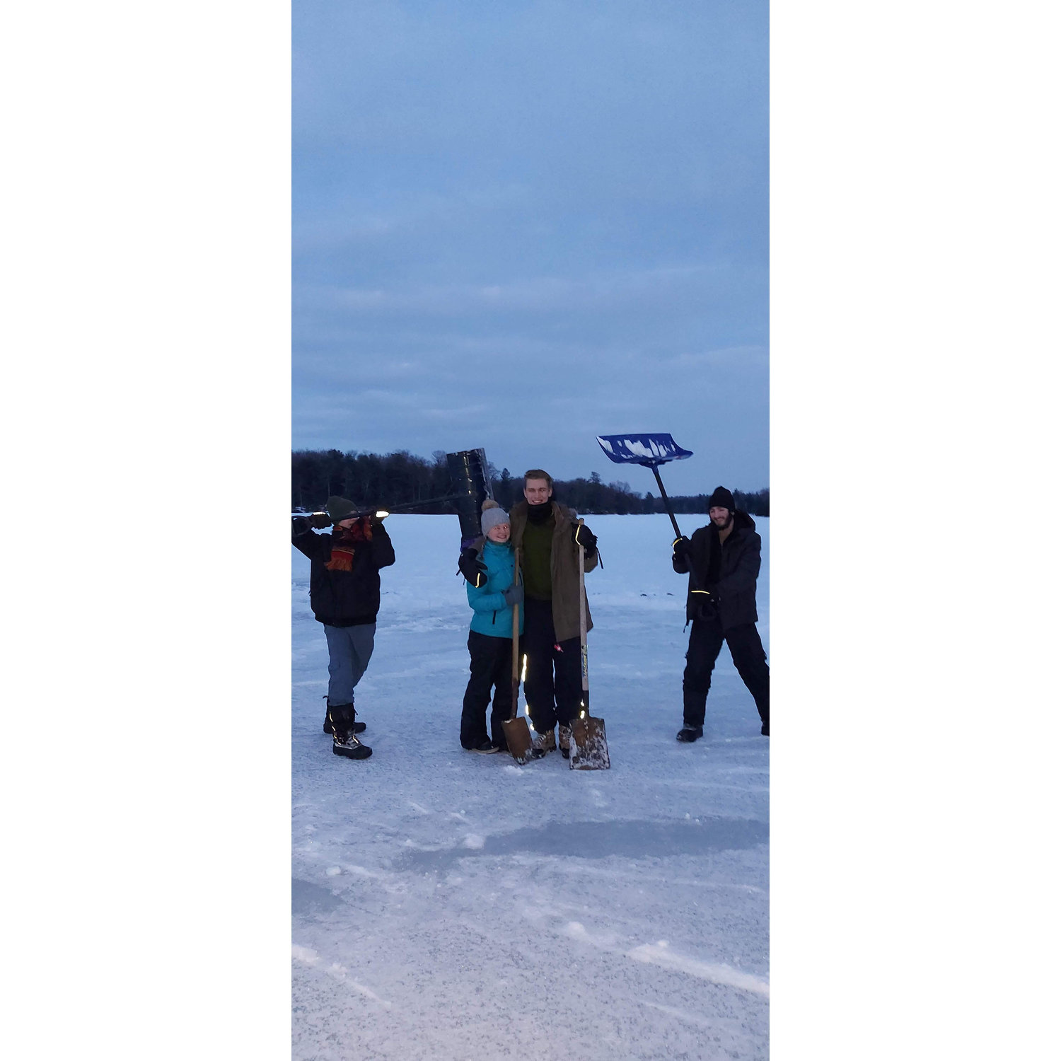 It's dangerous to pose for a photo when Jeremy and Gavin have shovels, 2021