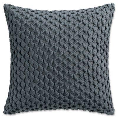 Haven Crochet Square Throw Pillow in Slate