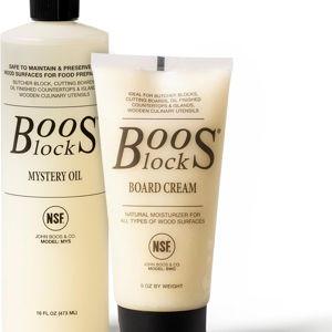 John Boos 2-Piece All-Natural Care & Maintenance Set – 16 oz Mystery Oil & 5 oz Board Cream for Butcher Blocks, Cutting Boards, Wood Countertops, and Wooden Utensils