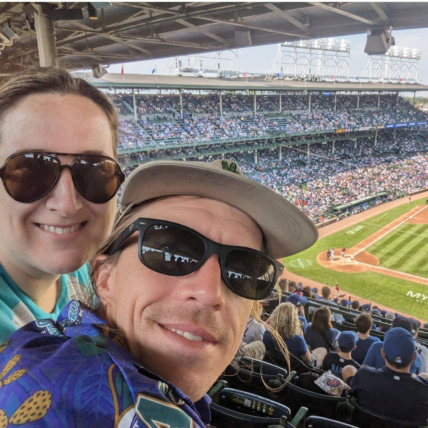 Cheering on the Diamondbacks at Wrigley.