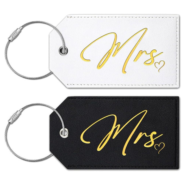 2pcs Gift Tags with String Attached Engagement Gifts for Couples Wedding Registry Must Haves Newly Wed Gifts for The Couple Luggage Tags for Suitcases for Him Her Mr and Mrs Tag for Wife Husband