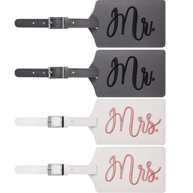Mr and Mrs Luggage Tag Wedding Travel Tags Honeymoon Travel Label Wedding Luggage Tag for Wedding Party Gifts Cruise or Airplane Travel (4 Pieces)